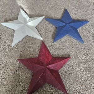 Set of Three Decorative Stars in Red, White, and Blue